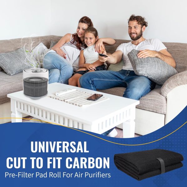 ⁦5mm*40cm*122cm，Universal Cut to Fit Carbon Pad Pre Filter Roll for Air Purifiers Furnace Filters and Air Conditioner Filters,Equipped with self-adhesive⁩ - الصورة ⁦8⁩
