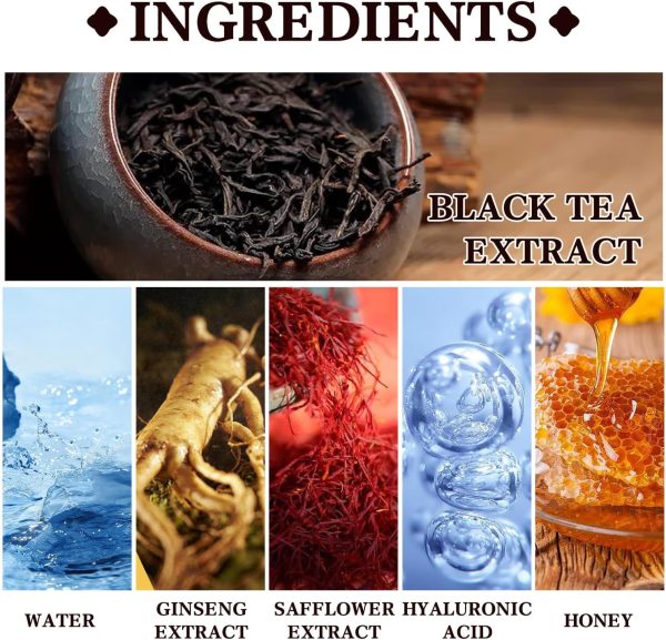 ⁦Mazinreem Black Tea Extract Cleansing Mask - Black Tea Face Mask, Extract Cleansing Mask, Lift and firm skin, Reduce fine lines & acne, Eliminate age spots, Remove blackheads, Black Tea Mask⁩ - الصورة ⁦8⁩
