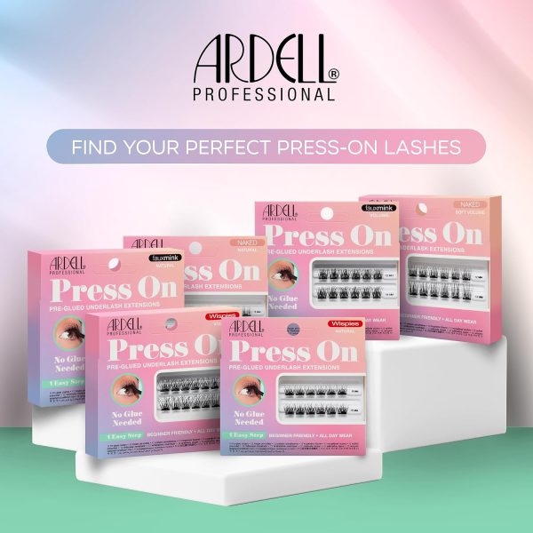 ⁦Ardell Press On Pre-Glued Underlash Eyelash Extensions, Wispies Volume Cluster Lashes Kit, Beginner-Friendly DIY Lash Extension Kit, Assorted Lengths, Mini Pack, 12 Lash Clusters⁩ - الصورة ⁦6⁩