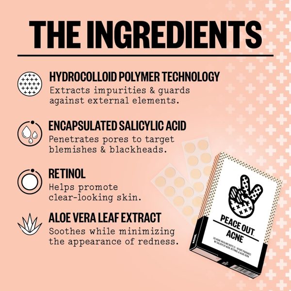 ⁦PEACE OUT Skincare Acne Dots, Hydrocolloid Pimple Patches Help Clear Blemishes Overnight, Award Winning Fast Acting Anti-Acne Solution (10 dots)⁩ - الصورة ⁦4⁩