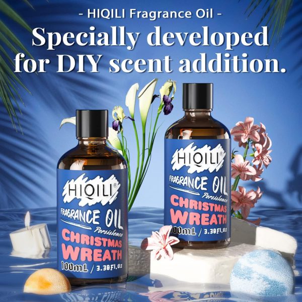 ⁦HIQILI Christmas Wreath Essential Oil 100ml - Pure Fragrance Oil for Diffuser, Aromatherapy, DIY Candle Soap Perfume Lotion Making, 3.38 Fl Oz⁩ - الصورة ⁦6⁩