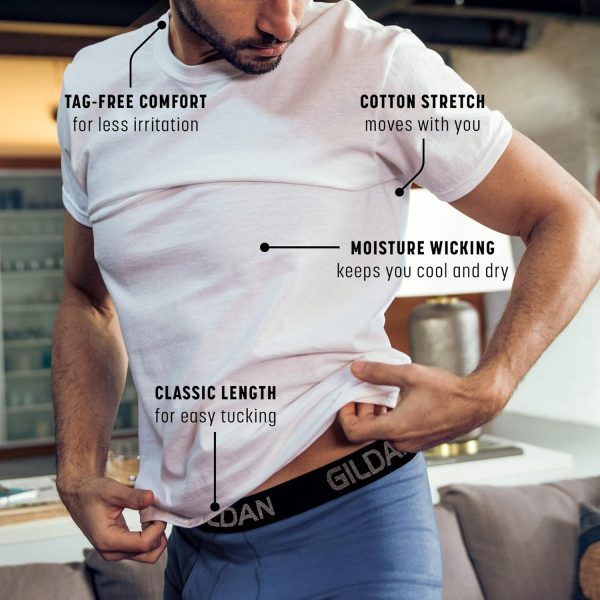 ⁦Gildan mens Cotton Stretch Crew T-Shirt Underwear (pack of 3)⁩ - الصورة ⁦2⁩