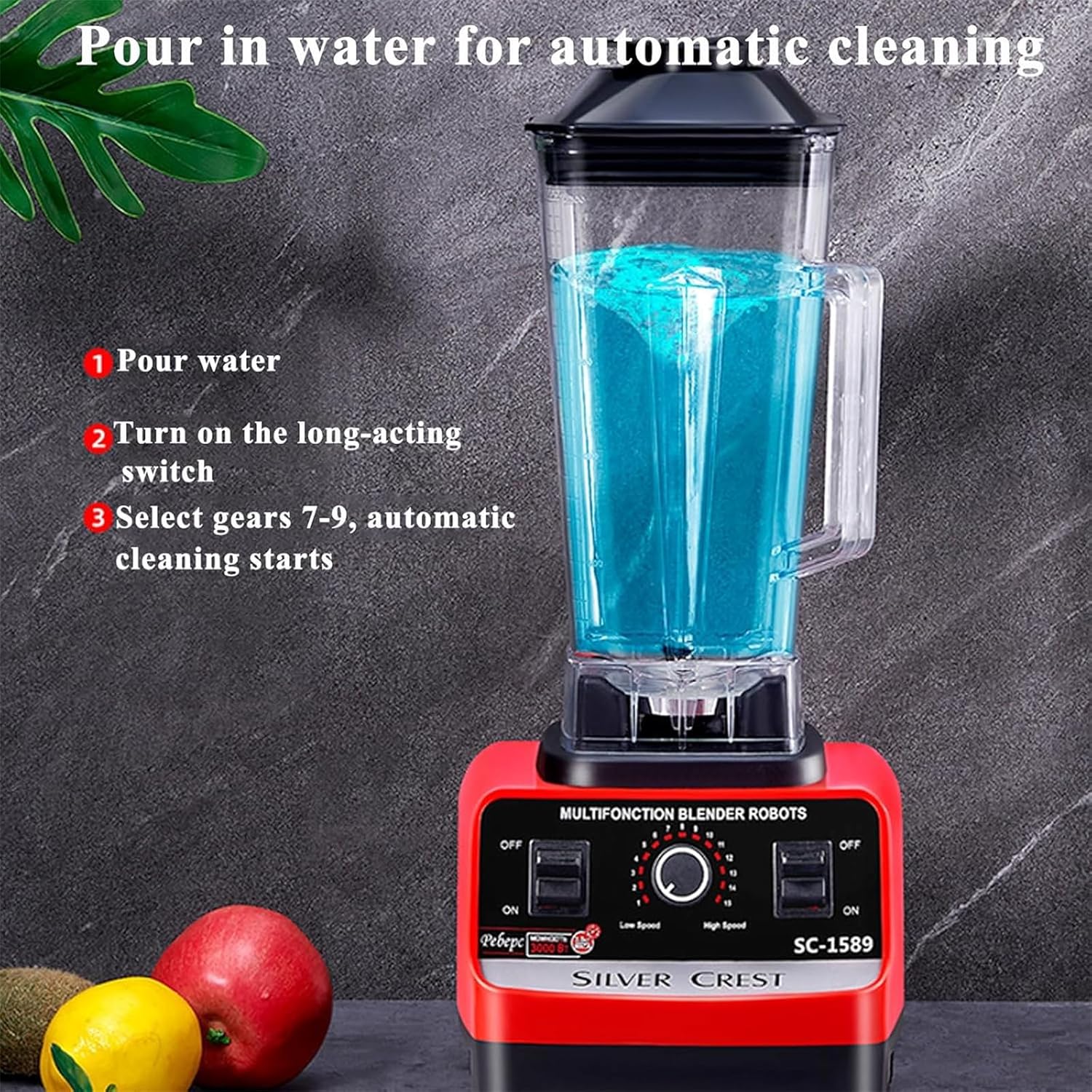 MOTIM Professional Blender, Smoothie Blender, Fruit Juicer, Home and Commercial Blender, Blender for kitchen 2000ml for Crushing Ice, Frozen Dessert, Fruit 2 MOTIM Professional Blender, Smoothie Blender, Fruit Juicer, Home and Commercial Blender, Blender for kitchen 2000ml for Crushing Ice, Frozen Dessert, Fruit - الصورة 2