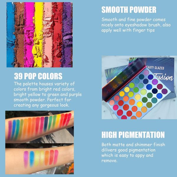 ⁦Color Fusion Eyeshadow Palette Highly Pigmented 39 Shades Pink Purple Matte and Shimmers Makeup Palette, Blendable Waterproof Eye Shadow, No Flaking, Little Fall Out, Stay Long, Hard Smudge, Cruelty-⁩ - الصورة ⁦2⁩