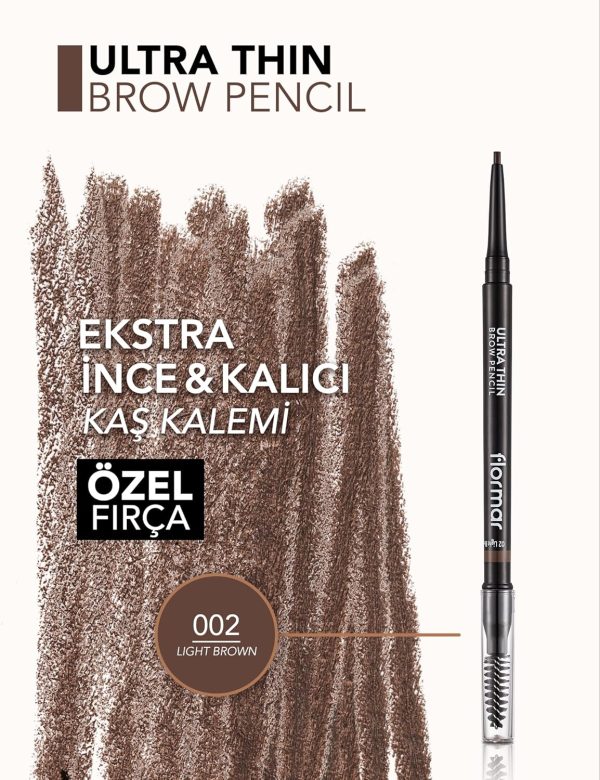 ⁦Flormar Ultra Thin Brow Pencil 02 Light Brown⁩ - الصورة ⁦4⁩