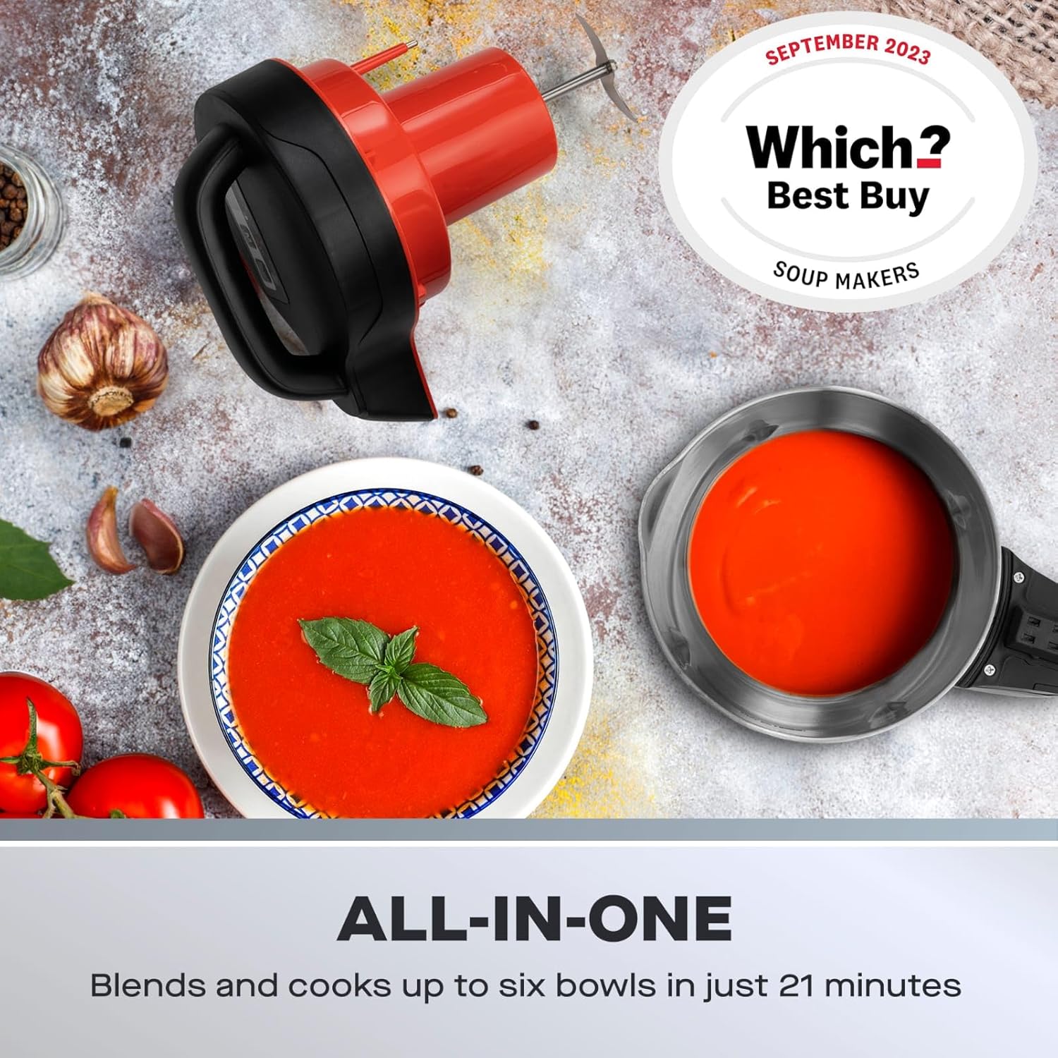 Daewoo SDA1714 Maker | Usage-1000W | 1.6L Capacity | Ideal for Smooth & Chunky Soup | Led Indicator Lights | Overfill and Overspill Sensors, Stainless Steel, 1000 W, 1.6 liters, Silver 3 Daewoo SDA1714 Maker | Usage-1000W | 1.6L Capacity | Ideal for Smooth & Chunky Soup | Led Indicator Lights | Overfill and Overspill Sensors, Stainless Steel, 1000 W, 1.6 liters, Silver - الصورة 3