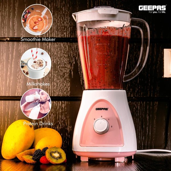 ⁦Geepas Gsb5485 400 Watt 2 In 1 Countertop Blender Blue & White/Pink & White Assorted⁩ - الصورة ⁦6⁩