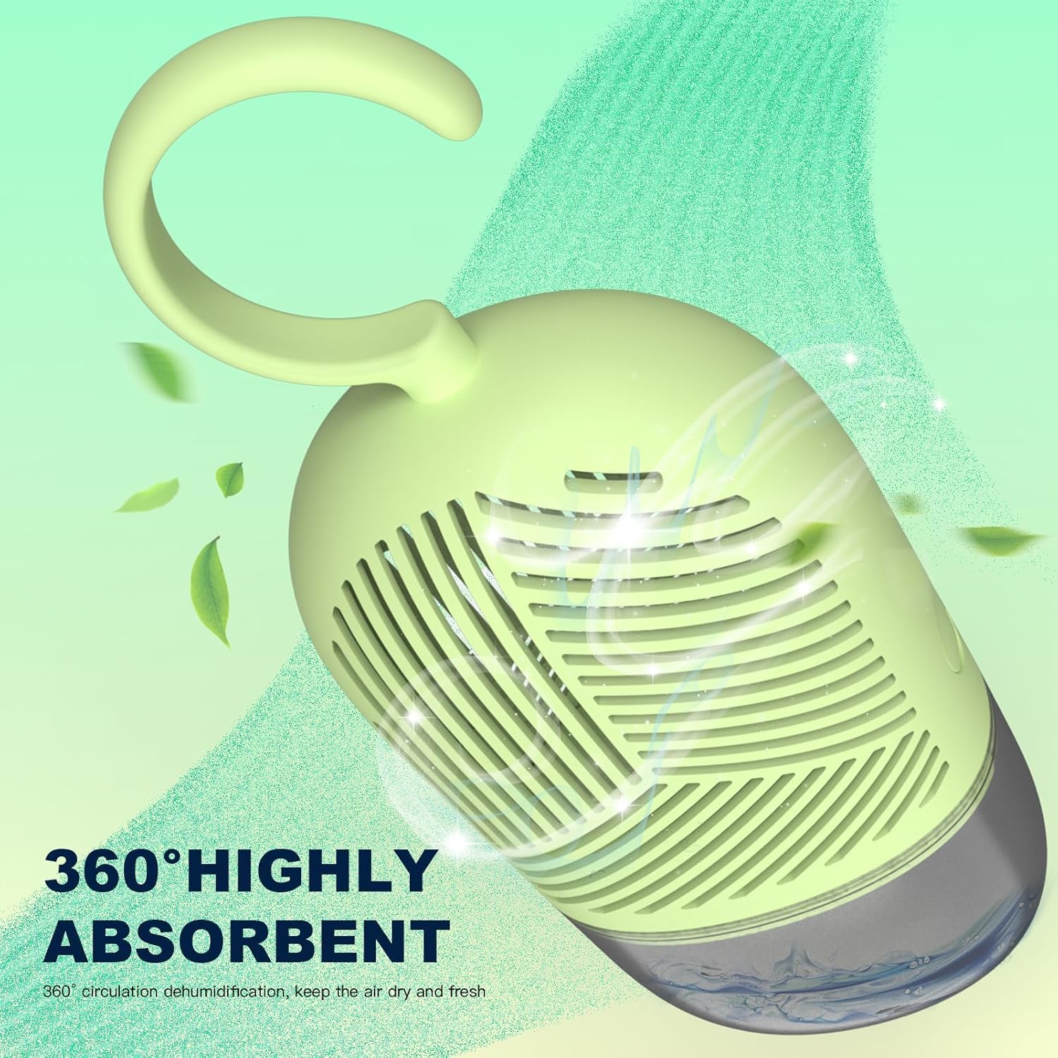 Hanging Moisture Absorber, 360° Ventilation Reusable Dehumidifier for Closet with 4 Refill Bags, Damp Rid Essentials for Wardrobes, Bedrooms and Bathrooms,(Green-2 Packs) 2 Hanging Moisture Absorber, 360° Ventilation Reusable Dehumidifier for Closet with 4 Refill Bags, Damp Rid Essentials for Wardrobes, Bedrooms and Bathrooms,(Green-2 Packs) - الصورة 2