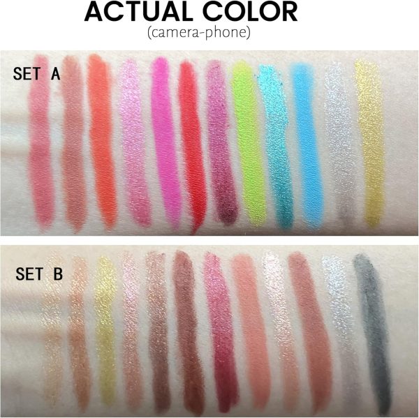 ⁦Excefore Eyeshadow Stick Colorful Set, Shimmer Glitter Pearl Cream EyeShadow Stick, Eyeshadow Crayon Shiny Colored Sticks, Eyeshadow Pen Eye Makeup Long Lasting Smooth Eye shadow Stick⁩ - الصورة ⁦3⁩