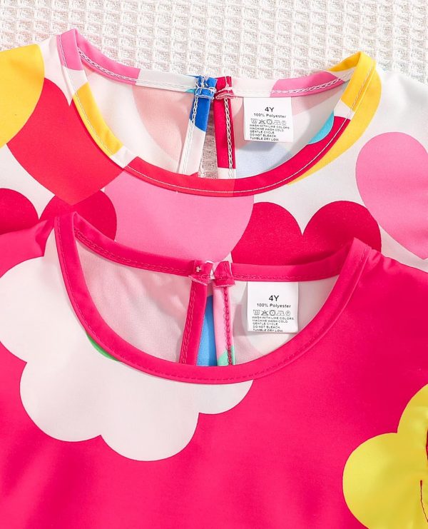 ⁦VeryNew 2-Pack Girls Ruffle Sleeve Dress A-Line Skater Cute Cat Casual Dresses Summer Spring for Kids 4-8 Years⁩ - الصورة ⁦6⁩