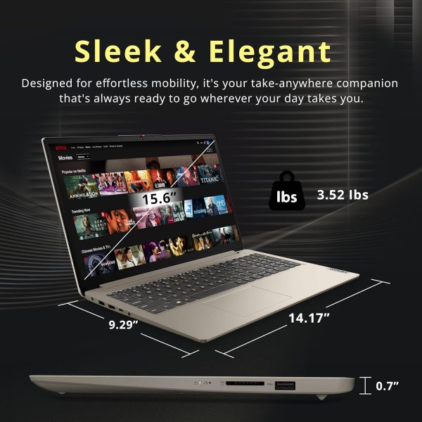 ⁦Lenovo IdeaPad 1 15.6" HD Laptop, Intel Celeron N4500, 20GB RAM, 1TB SSD+128GB eMMC, Intel UHD Graphics, Copilot, Number Pad, Webcam, 1 Year Office 365, Windows 11, Sand, 160GB Docking Station Set⁩ - الصورة ⁦8⁩