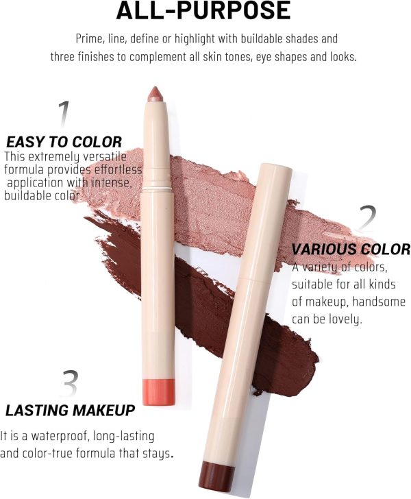 ⁦Excefore Eyeshadow Stick Colorful Set, Shimmer Glitter Pearl Cream EyeShadow Stick, Eyeshadow Crayon Shiny Colored Sticks, Eyeshadow Pen Eye Makeup Long Lasting Smooth Eye shadow Stick⁩ - الصورة ⁦5⁩