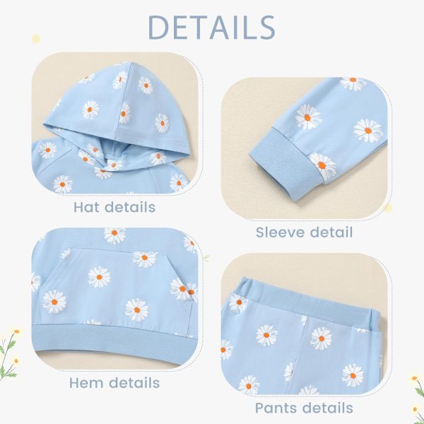 ⁦WESIDOM Toddler Girl Clothes Outfits Long Sleeve Hoodie Sweatshirt Pants Headband Toddler Girl Clothing Set⁩ - الصورة ⁦5⁩
