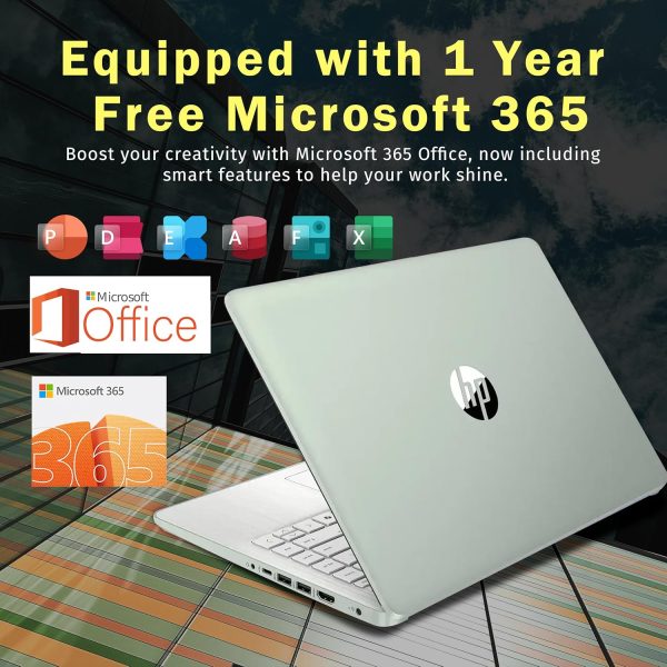 ⁦HP Stream 14" HD Laptop for Student & Business, Intel Processor N150, 8GB RAM, 288GB Storage(128GB UFS+160GB Docking Station Set), Intel Graphics, 1 Year Office 365, Copilot, Wi-Fi 6, Win 11 S, Green⁩ - الصورة ⁦4⁩