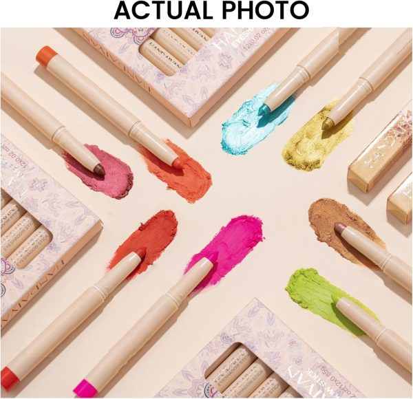 ⁦Excefore Eyeshadow Stick Colorful Set, Shimmer Glitter Pearl Cream EyeShadow Stick, Eyeshadow Crayon Shiny Colored Sticks, Eyeshadow Pen Eye Makeup Long Lasting Smooth Eye shadow Stick⁩ - الصورة ⁦7⁩