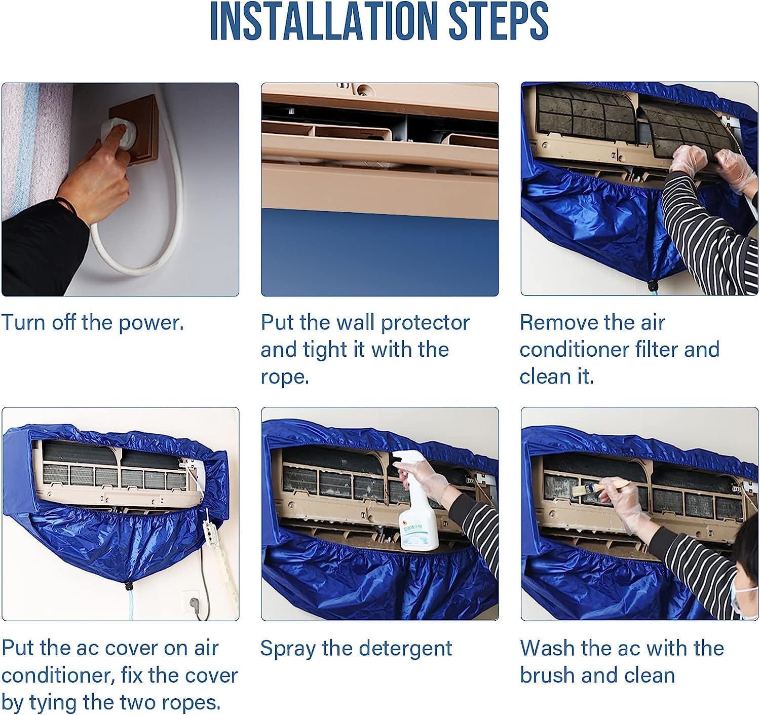 YLmeet Air conditioner cleaning cover, air conditioner water catch bag, waterproof cover air conditioner, air conditioner cleaning tool with 2.8m water hose (Large) 3 YLmeet Air conditioner cleaning cover, air conditioner water catch bag, waterproof cover air conditioner, air conditioner cleaning tool with 2.8m water hose (Large) - الصورة 3