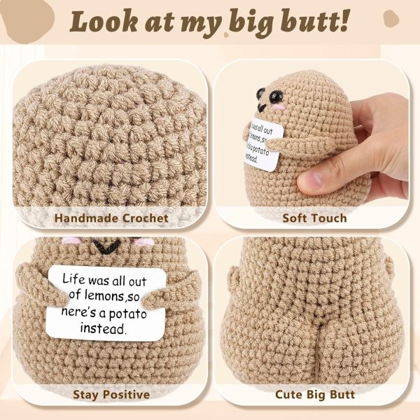 ⁦KASTWAVE Mini Funny Positive Potato, Knitted Doll with Positive Card, for Cheer Up Gifts and Party Decorations, Cute Crochet Doll for Birthday Gifts⁩ - الصورة ⁦2⁩