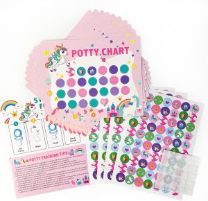 CHANEDE Unicorn Potty Training Chart for Toddler Girls - Potty Training Sticker Chart for Girls Potty, Sticker Chart for Kids Potty Training Reward Chart, Kids Reward Chart