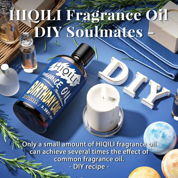 ⁦HIQILI Birthday Cake Essential Oil - Sweet Fragrance Oil for Diffuser, Candle Soap Lotion Perfume Making, 3.38 Fl Oz⁩ - الصورة ⁦2⁩