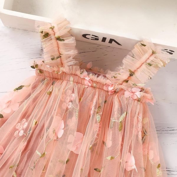 ⁦Azonee Toddler Baby Girl Romper Dress Infant Tulle Flower Dresses Little Girls Sleeveless Sundress, Princess Lace Clothes, With Flower Headband Summer Outfit 12M-18M⁩ - الصورة ⁦4⁩