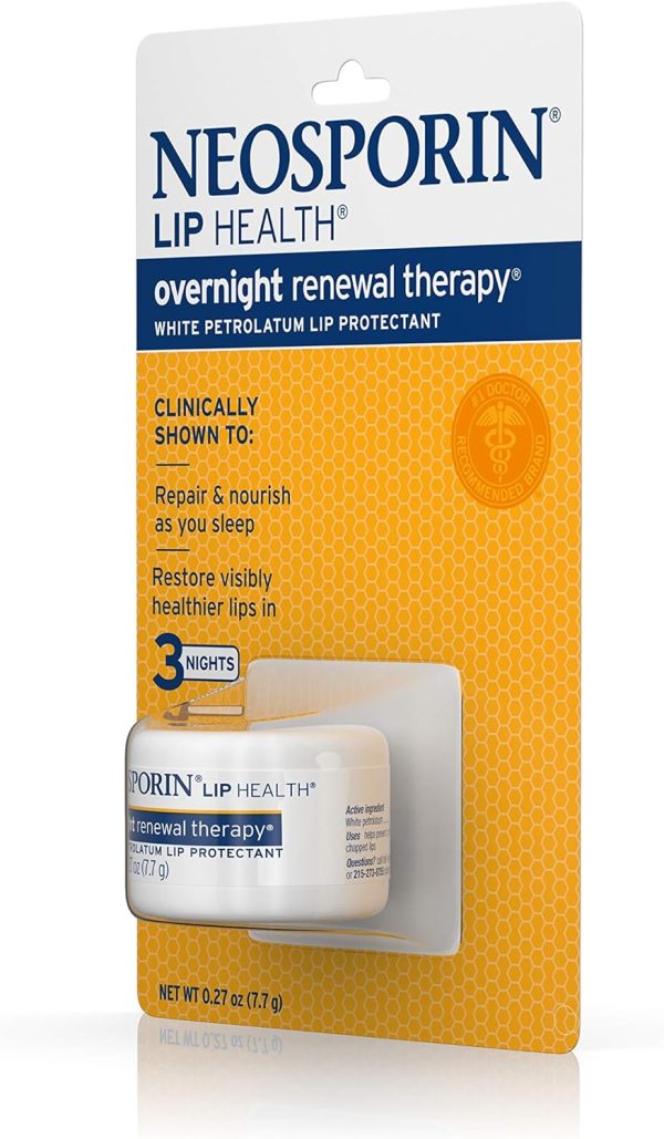 ⁦Neosporin Lip Health Overnight Renewal Therapy Petrolatum Lip Protectant 0.27 oz⁩ - الصورة ⁦8⁩