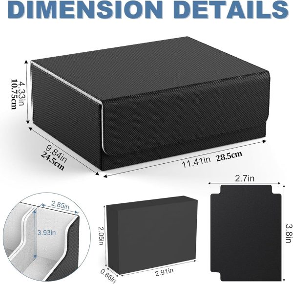 ⁦Deck Case for Trading Cards 1800+, Leather Magnetic Closure Trading Card Storage Box Protectors for YuGiOh, MTG, TCG, Sport Card, Magic Game Cards, 29 * 25 * 11Cm⁩ - الصورة ⁦5⁩