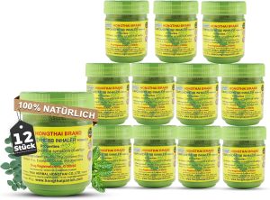 Hong Thai Smelling Tin - 100% Natural | Herbs & Essential Oils | Aroma Can for Refreshment & Relaxation | Thailand | Traditional Fragrance Product (12 Cans, Invigorating Fragrance)