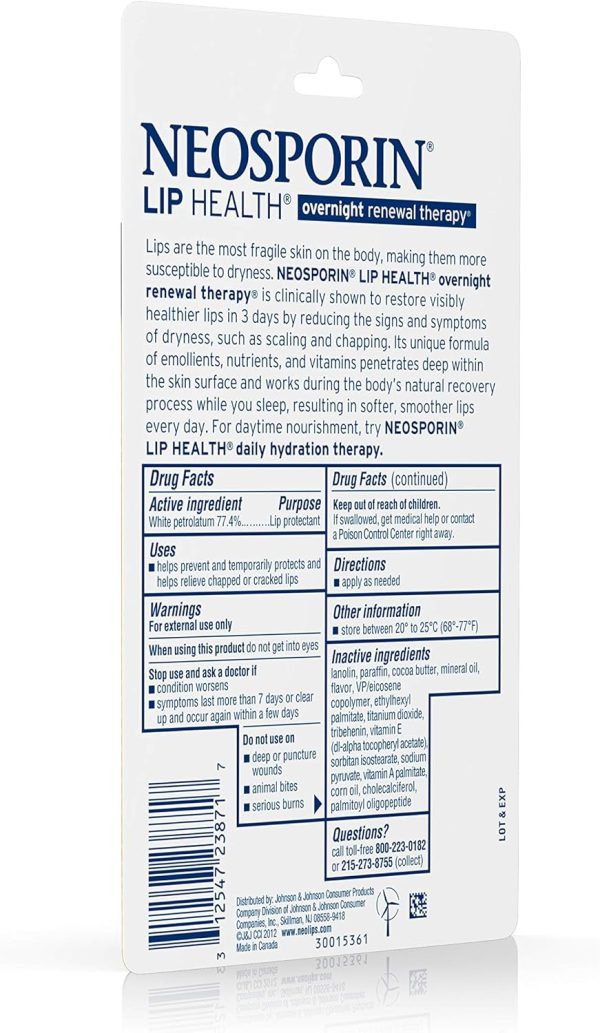 ⁦Neosporin Lip Health Overnight Renewal Therapy Petrolatum Lip Protectant 0.27 oz⁩ - الصورة ⁦6⁩
