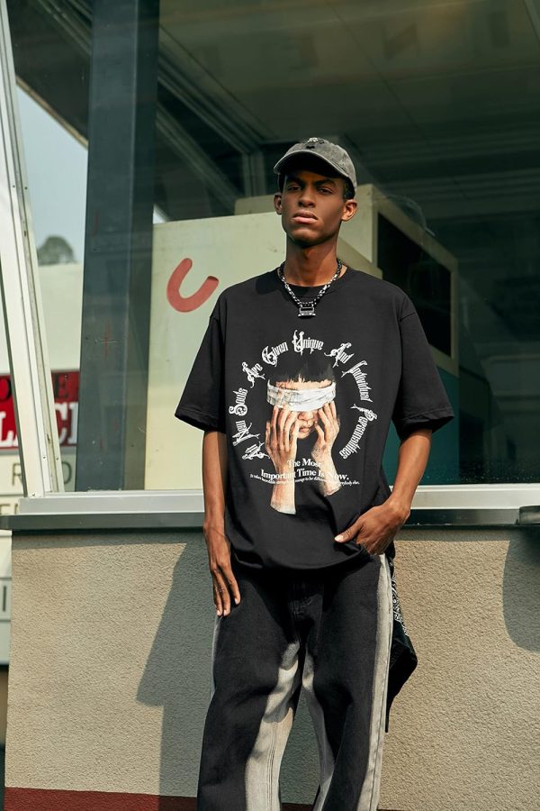 ⁦Nayaboo Graphic Tees Men, Vintage Y2K Printed T-Shirt, Summer Unisex Crew Neck Cotton Tops, Casual Shirt for Men, Women⁩ - الصورة ⁦4⁩