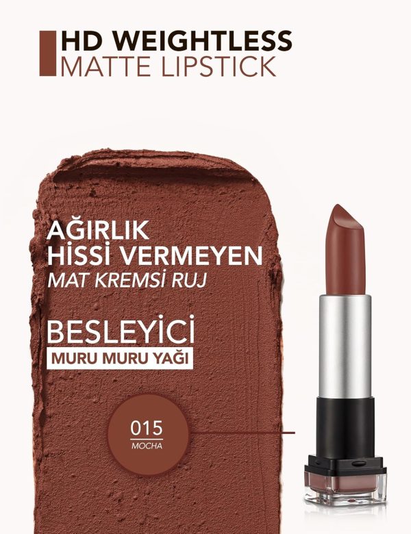 ⁦Flormar HD Weightless Matte Lipstick 15 Mocha⁩ - الصورة ⁦4⁩