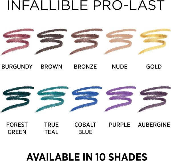 ⁦L’Oréal Paris Makeup Infallible Pro-Last Pencil Eyeliner, Waterproof and Smudge-Resistant, Glides on Easily to Create any Look, Brown, 0.042 oz.⁩ - الصورة ⁦5⁩
