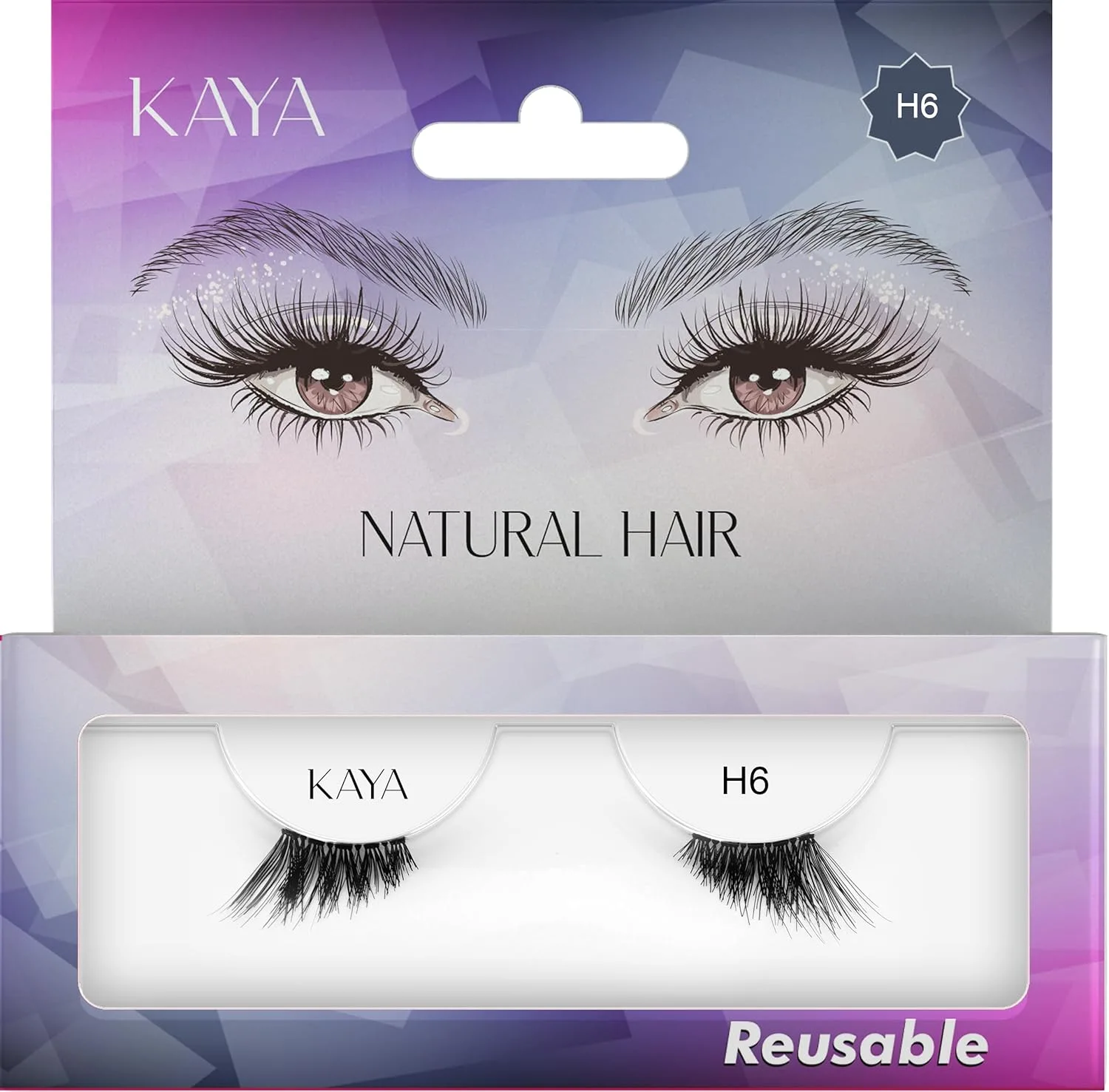 KAYA Natural Eyelashes 3D Effect Soft Eye Light Eye Lashes for Daily Use and Occasions Reusable Up to 8 Times for Lasting Beauty (H6)