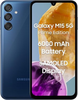 Samsung Galaxy M15 5G Prime Edition (Blue Topaz,4GB RAM,128GB Storage) | Super AMOLED Display| 50MP Triple Cam| 6000mAh Battery| MediaTek Dimensity 6100+ | 4 Gen. OS Upgrade & 5 Year Security Update