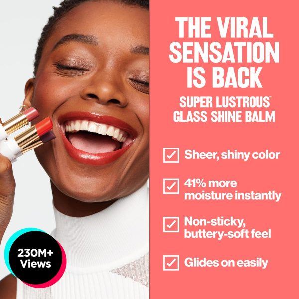 ⁦Revlon Super Lustrous Glass Shine Balm, Moisturizing Lip Makeup, Shiny Finish, Made with Hydrating and Nourishing Ingredients for Comfortable Wear, 008 Rum Raisin, 0.11 oz⁩ - الصورة ⁦4⁩