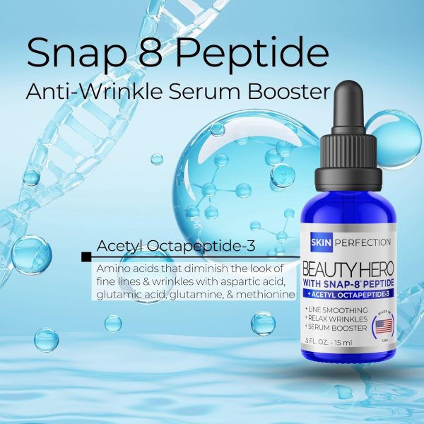 ⁦Skin Perfection Snap 8 Peptide Serum Anti-Aging Serum Booster Expression Line Wrinkles DIY Peptide Mix in any Facial Cream Crow's Feet Under-eye Wrinkle .5 oz⁩ - الصورة ⁦7⁩