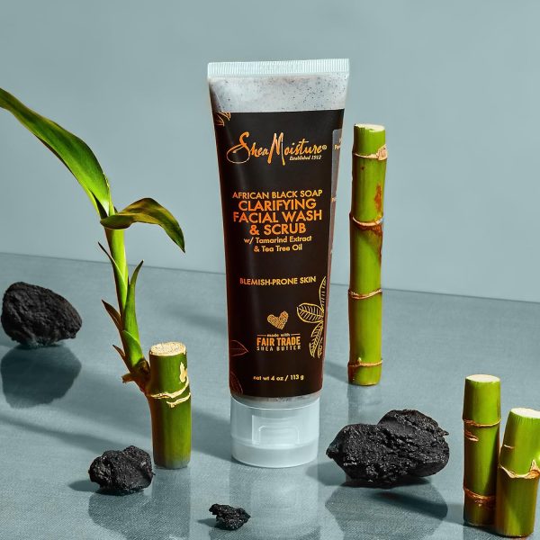 ⁦Shea Moisture African Black Soap Problem Facial Wash And Scrub, 113 G⁩ - الصورة ⁦6⁩