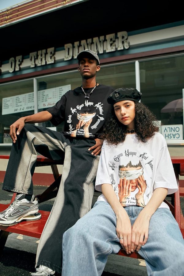⁦Nayaboo Graphic Tees Men, Vintage Y2K Printed T-Shirt, Summer Unisex Crew Neck Cotton Tops, Casual Shirt for Men, Women⁩ - الصورة ⁦5⁩
