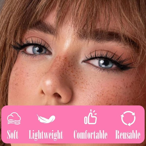 ⁦Magnetic Eyelashes,Natural Look Reusable Magnetic Eyelashes No Glue Needed,Eyelash Extension Tool,Upper and Lower Eyelash Combo Set Easy to Wear and Remove (CT04-2)⁩ - الصورة ⁦7⁩