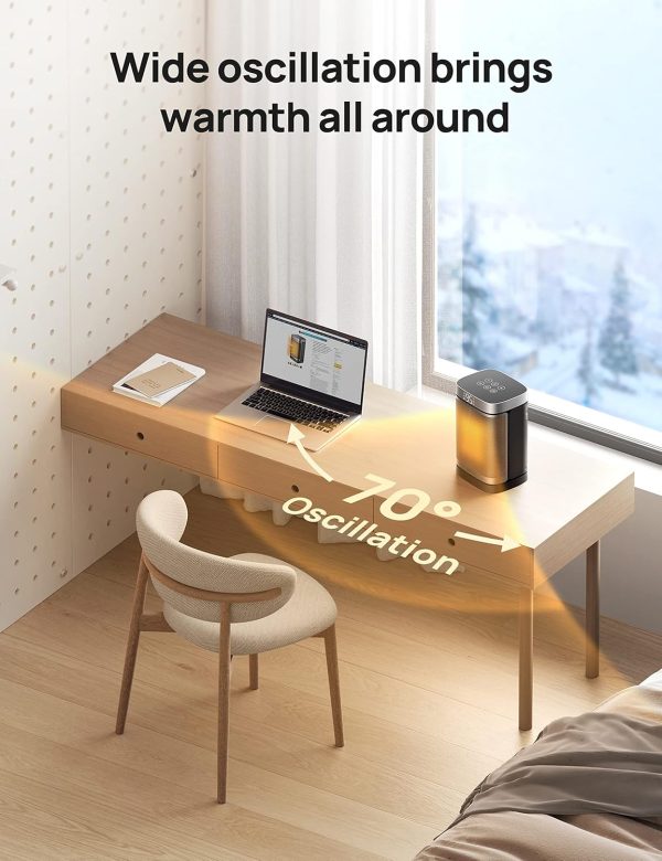 ⁦Dreo Space Heater, 3-Mode 3-Speed, 12H Timer, 70° Oscillation, Thermostat, Energy Efficient Electric Ceramic Heating, Overheating-, Tip-Over-Protection, Silent Fan Heater for Home Use⁩ - الصورة ⁦5⁩