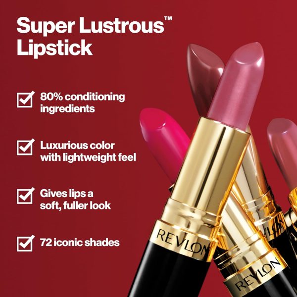 ⁦Revlon Super Lustrous Lipstick with Vitamin E and Avocado Oil, Cream Lipstick in Burgundy, 477 Black Cherry, 0.15 oz⁩ - الصورة ⁦3⁩