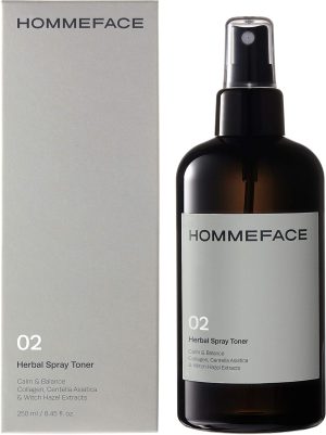HOMMEFACE Men’s Herbal Spray Face Toner, 8.45 fl. oz. - Alcohol-Free, Hydrating and Balancing Facial Mist with Witch Hazel, CICA Extract, Anti Aging, Aftershaving, for All Skin Types
