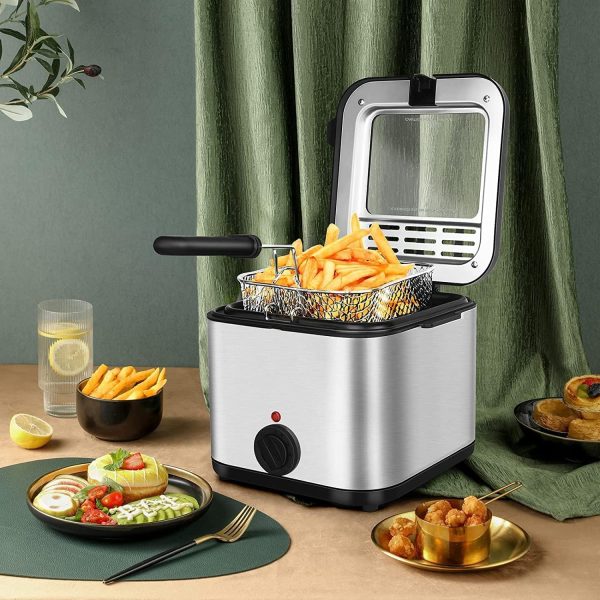 ⁦Arabest Deep Fryer With Basket, 2.5L/2.64quart Electirc Deep Fryer with Temperature Control and Viewing Window Lid Home Use Small Electric Fryer⁩ - الصورة ⁦6⁩