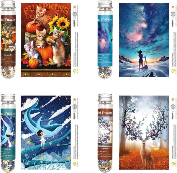 ⁦Mini Jigsaw Puzzles for Adults 234 Pieces (8 Packs) Small Jigsaw Puzzle Test Tube Puzzle Challenging Micro Puzzle Difficult Tiny Puzzle Home Decor Entertainment 6x4in⁩ - الصورة ⁦3⁩