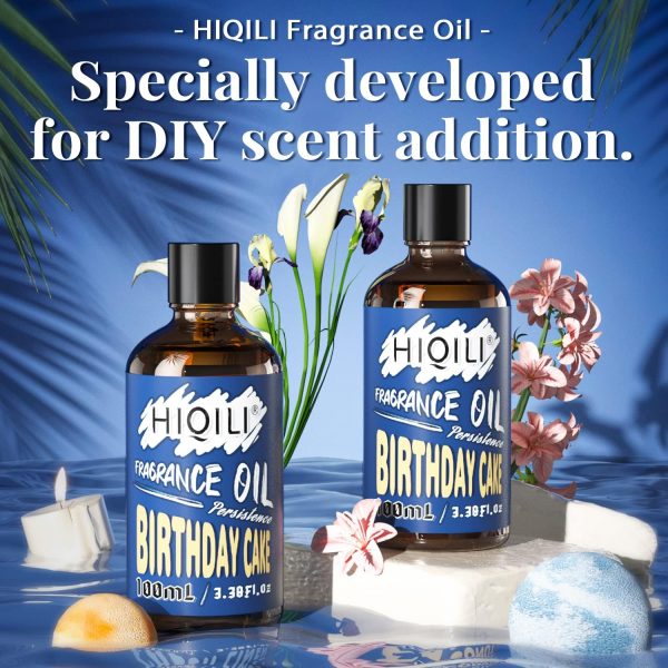 ⁦HIQILI Birthday Cake Essential Oil - Sweet Fragrance Oil for Diffuser, Candle Soap Lotion Perfume Making, 3.38 Fl Oz⁩ - الصورة ⁦6⁩