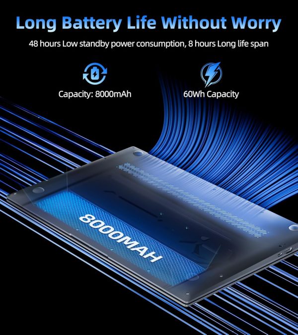 ⁦SGIN 17.3 Inch Laptop 4GB RAM 128GB SSD ROM Notebook, Core I3, FHD IPS, 2 x USB 3.2, Bluetooth 4.2, Dual Band WiFi, Expandable Memory 512GB TF 7000mAh⁩ - الصورة ⁦6⁩