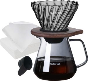 GAHVA V60 coffee set Pour Over Coffee Maker Set, v60 Coffee set Server Pot, with Drip Filter Elegant Coffee Dripper spoon v60 filter ادوات القهوه طقم القهوة V60