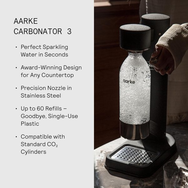 ⁦Aarke - Carbonator III Premium Carbonator/Sparkling & Seltzer Water Maker with PET Bottle (Matte Black), AAC3-Black⁩ - الصورة ⁦6⁩
