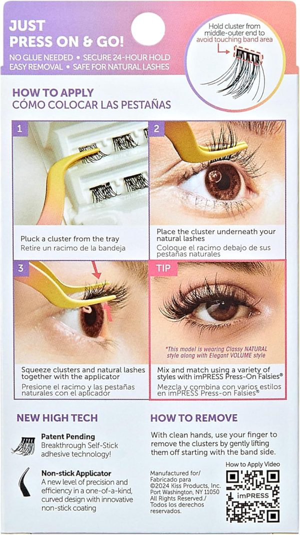 ⁦imPRESS KISS Press-On Falsies No- Glue False Eyelash Clusters precision Applicator, 1 Piece, Non Stick, Ergonomic, Easy to use⁩ - الصورة ⁦9⁩