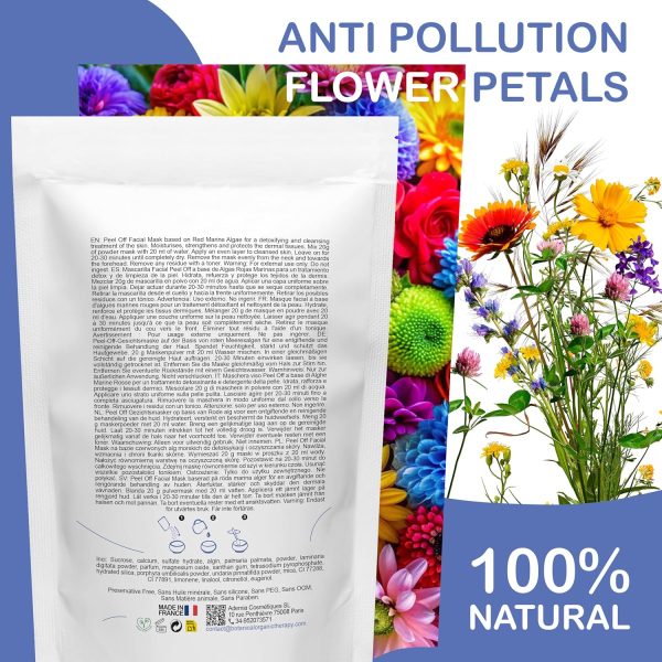 ⁦ANTI POLLUTION TRANSLUCENT ALGINATE FACIAL PEEL-OFF MASK - DETOX POWDER CLEANSING BLACKHEAD ACNE DEEP PORE CLEANSING AIR POLLUTION IMPURITIES TOXINS 10 TREATMENTS 200g/0.44lbs/7.05oz (FLOWER PETALS)⁩ - الصورة ⁦2⁩