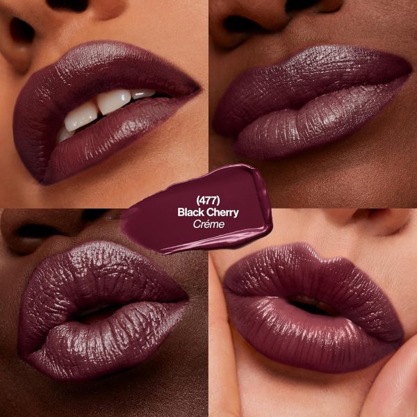 ⁦Revlon Super Lustrous Lipstick with Vitamin E and Avocado Oil, Cream Lipstick in Burgundy, 477 Black Cherry, 0.15 oz⁩ - الصورة ⁦2⁩